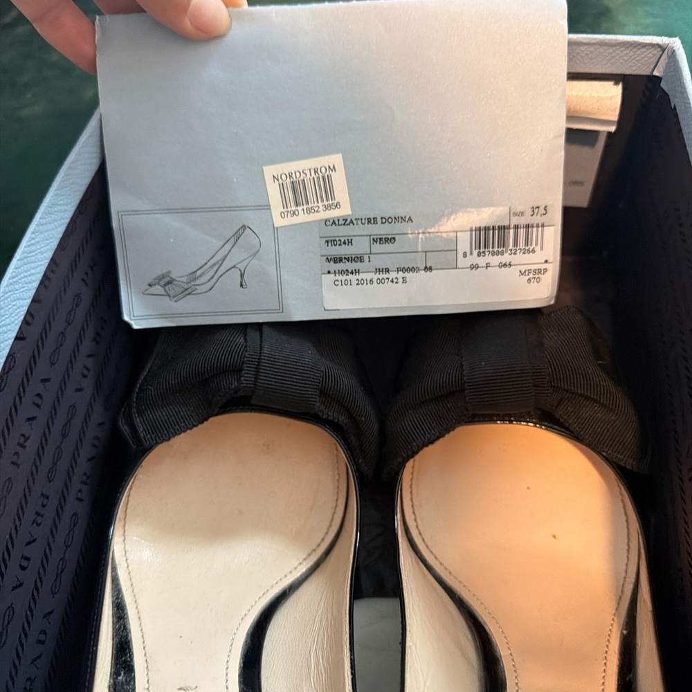 Prada Black Patent Leather Bow Pumps - image 6